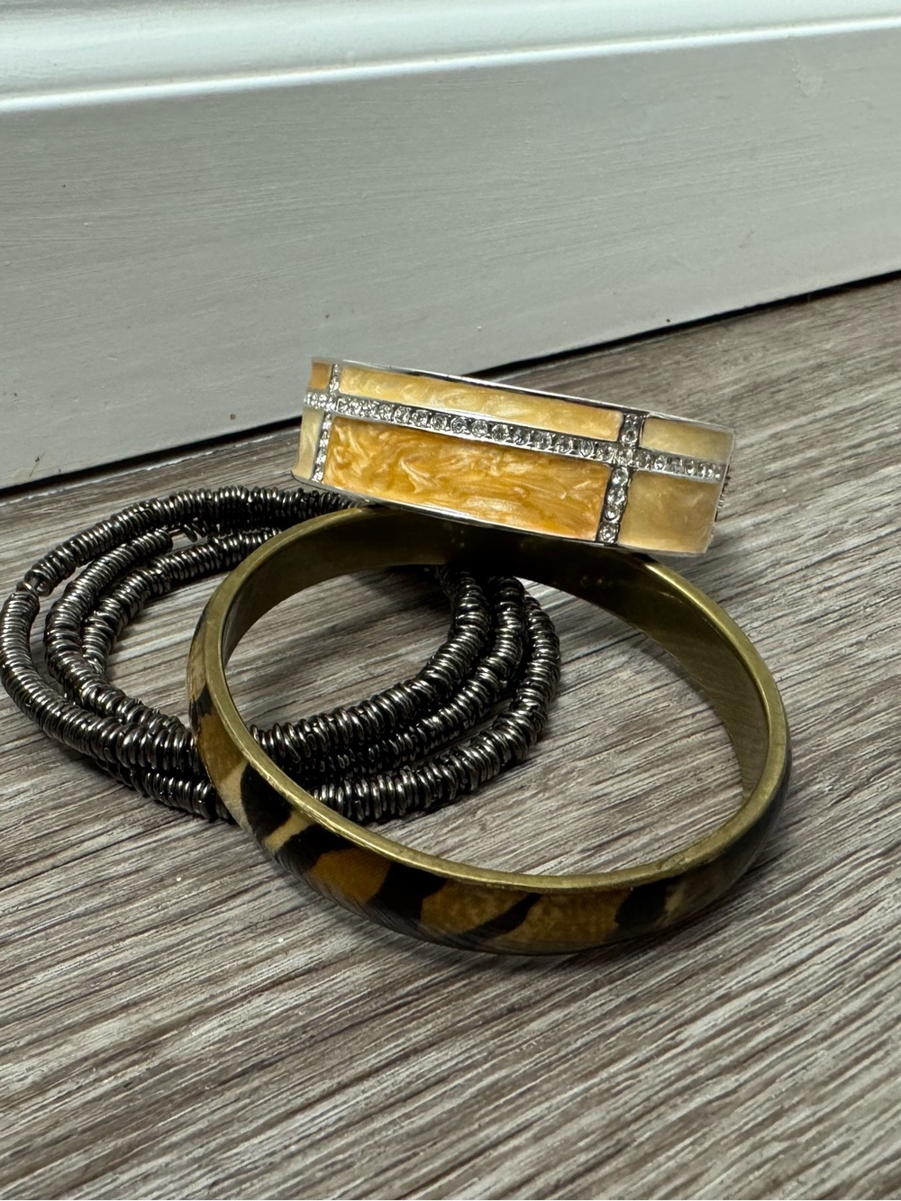 Stacked Hematite Coil Bracelets - Women's Jewelry